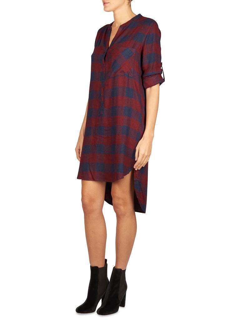 Bella Dahl Checkered dress dark red