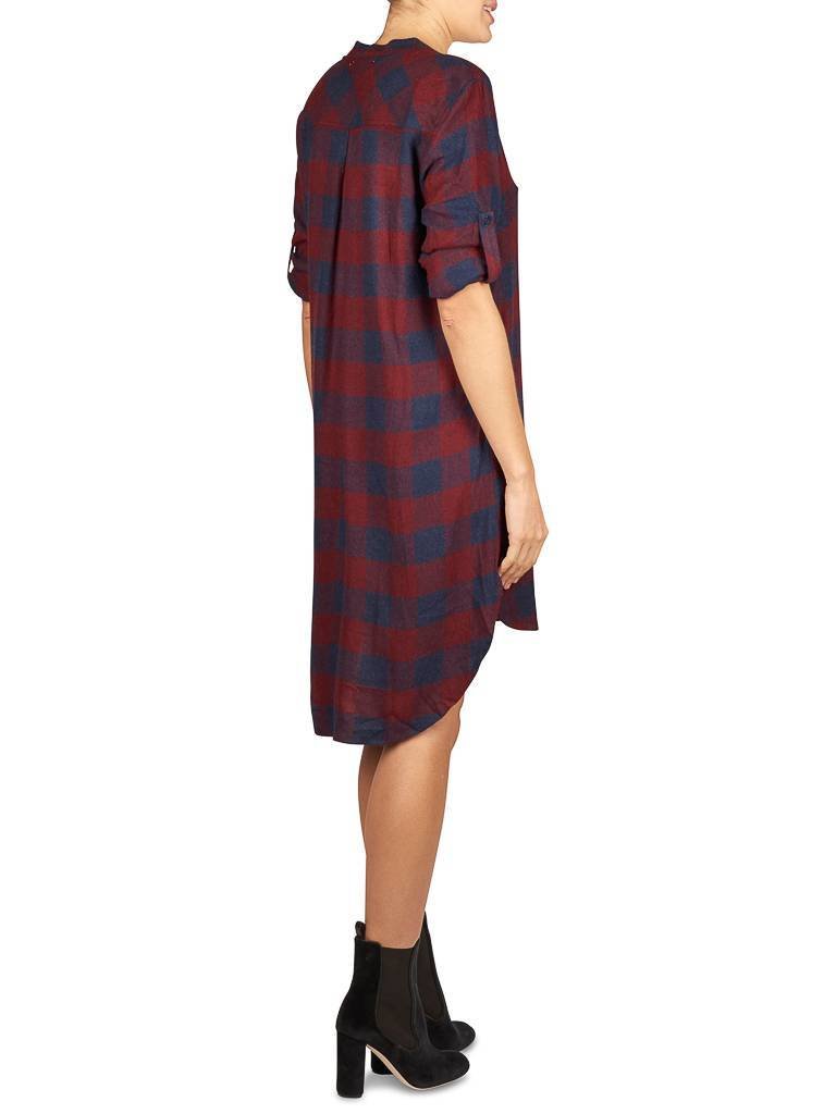 Bella Dahl Geruite jurk donkerrood