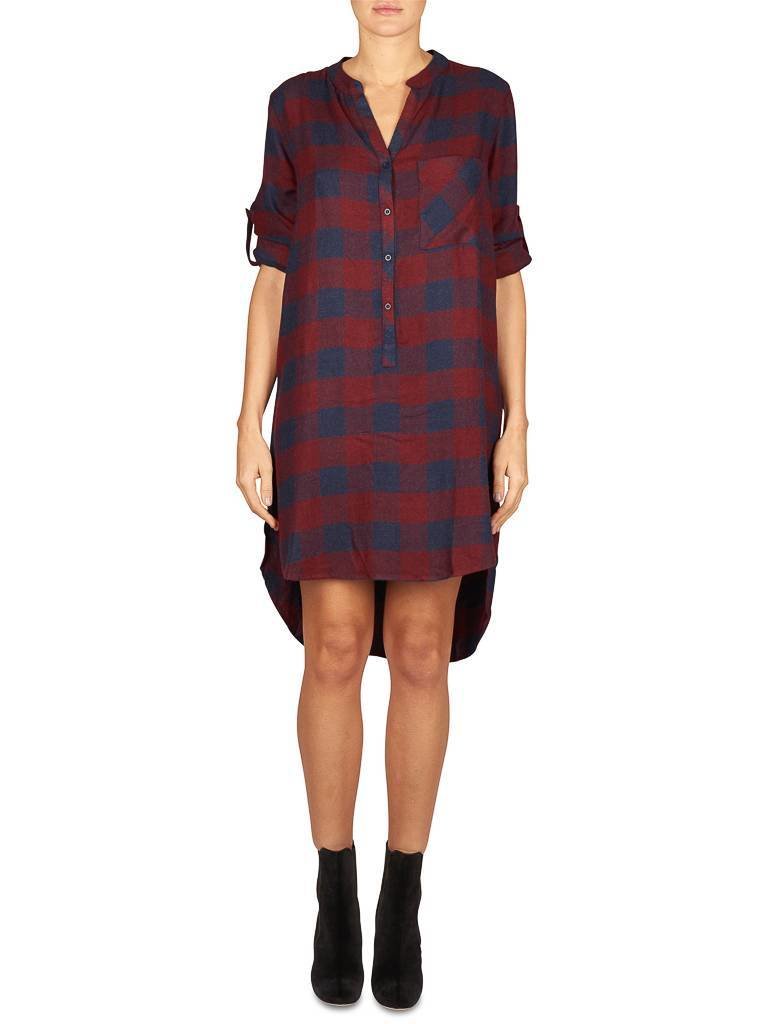 Bella Dahl Checkered dress dark red