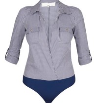 Elisabetta Franchi Geruite body blauw