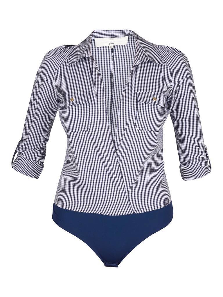 Elisabetta Franchi Karierte Body blau