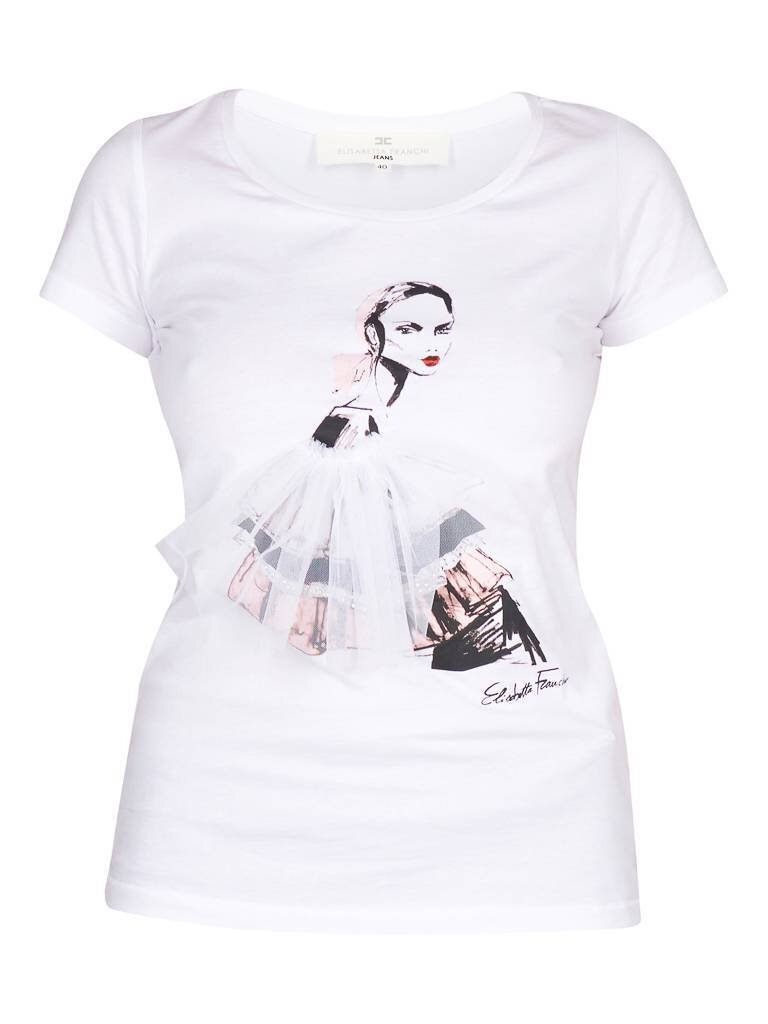 Elisabetta Franchi T-shirt met fashionprint wit