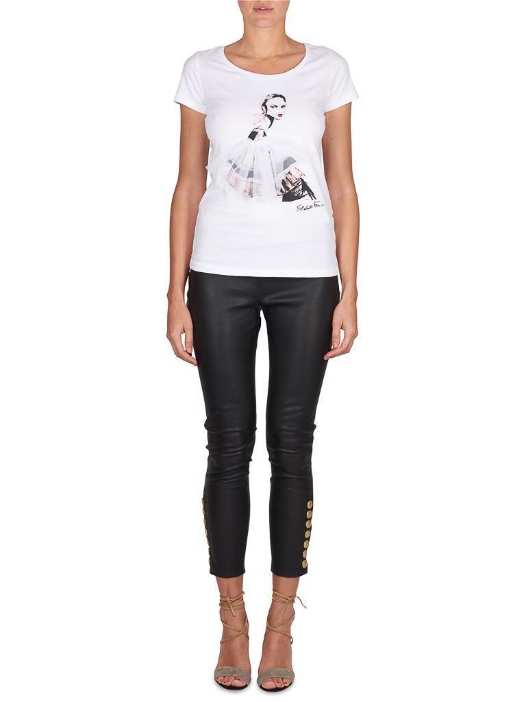 Elisabetta Franchi T-Shirt mit Mode Druck weiß