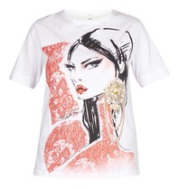 Elisabetta Franchi T-Shirt mit Kette Detail weiß