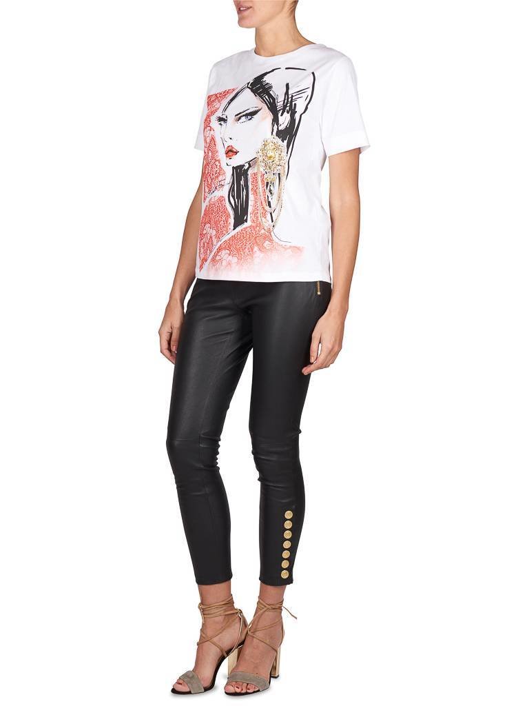 Elisabetta Franchi Tee with chain detail white