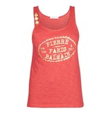 Pierre Balmain Tank top with gold buttons red