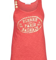 Pierre Balmain Tank top with gold buttons red
