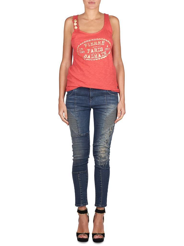 Pierre Balmain Tank Top mit goldenen Knöpfen rot