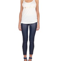 Pierre Balmain Tank Top mit goldenen Knöpfen weiß