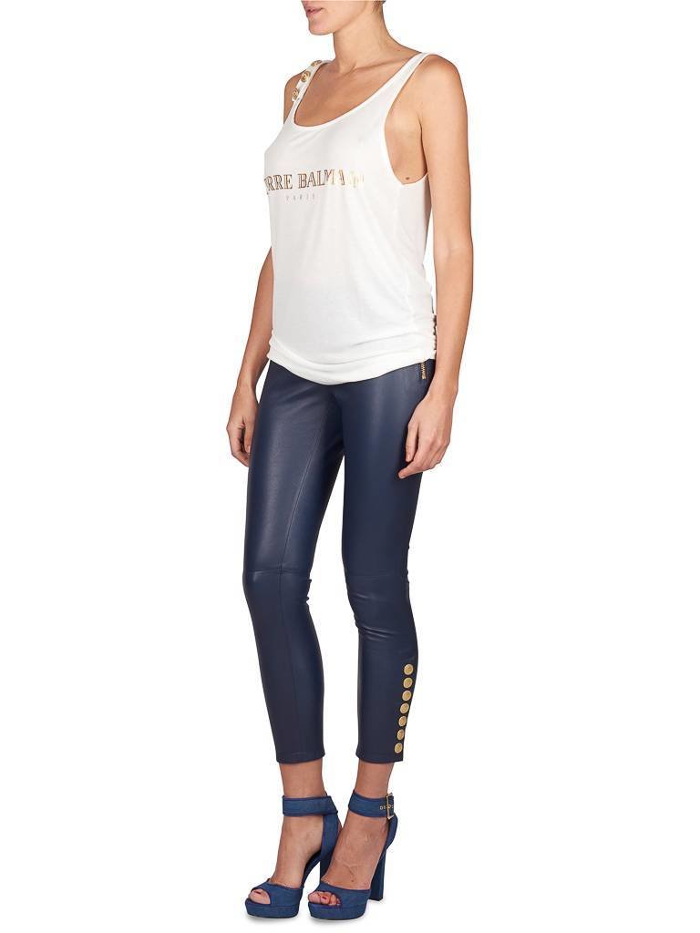 Pierre Balmain Tanktop met gouden knopen wit
