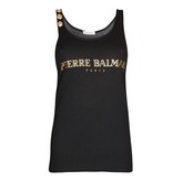 Pierre Balmain Tank Top mit goldenen Knöpfen schwarz