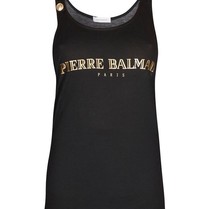 Pierre Balmain Tank Top mit goldenen Knöpfen schwarz