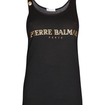 Pierre Balmain Tank top with gold buttons black
