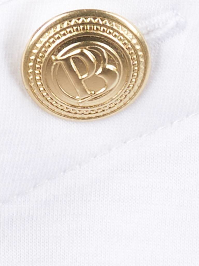 Pierre Balmain Gestreepte top met gouden knopen wit