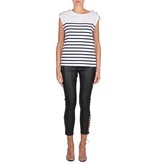Pierre Balmain Striped top with gold buttons white