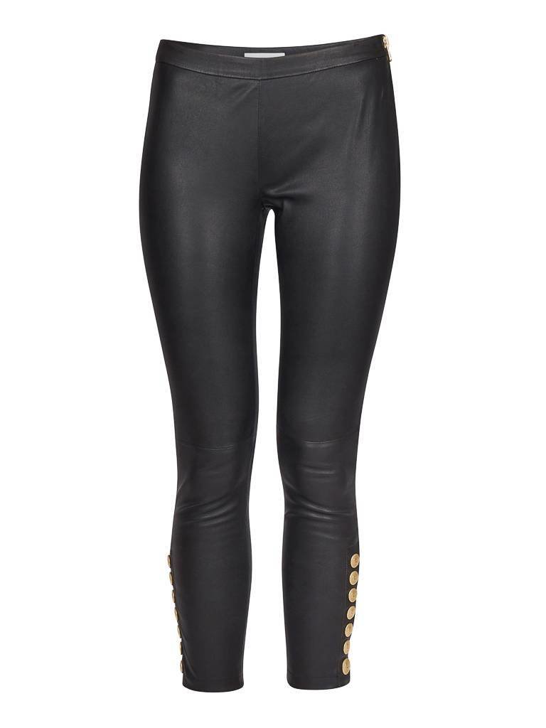 Pierre Balmain Leren legging met rits zwart