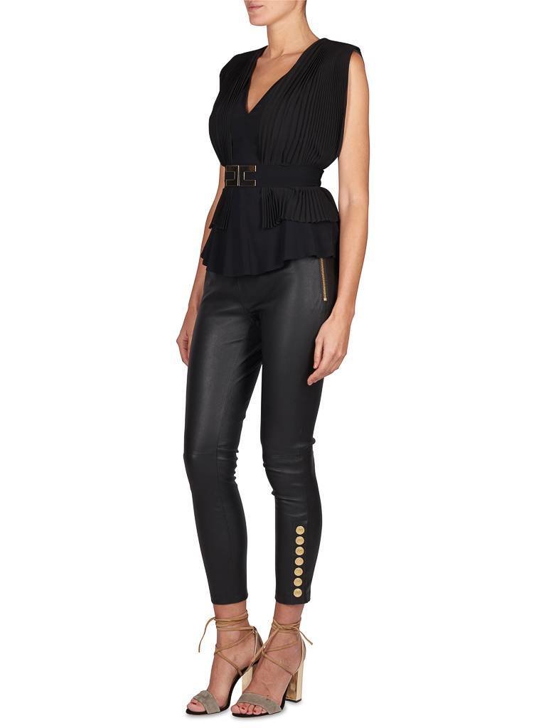 Pierre Balmain Leather Leggings with zip black