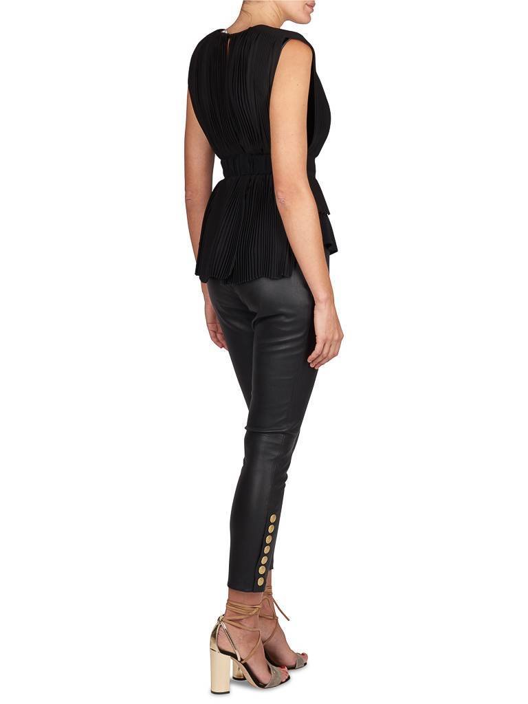 Pierre Balmain Leren legging met rits zwart