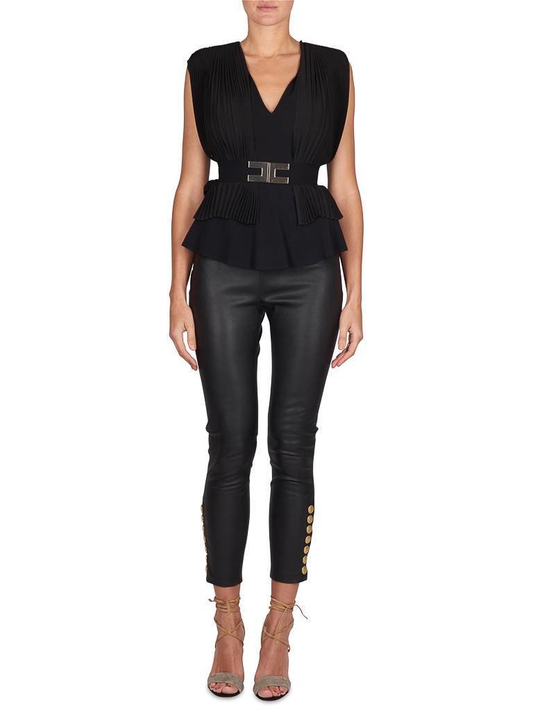 Pierre Balmain Leather Leggings with zip black