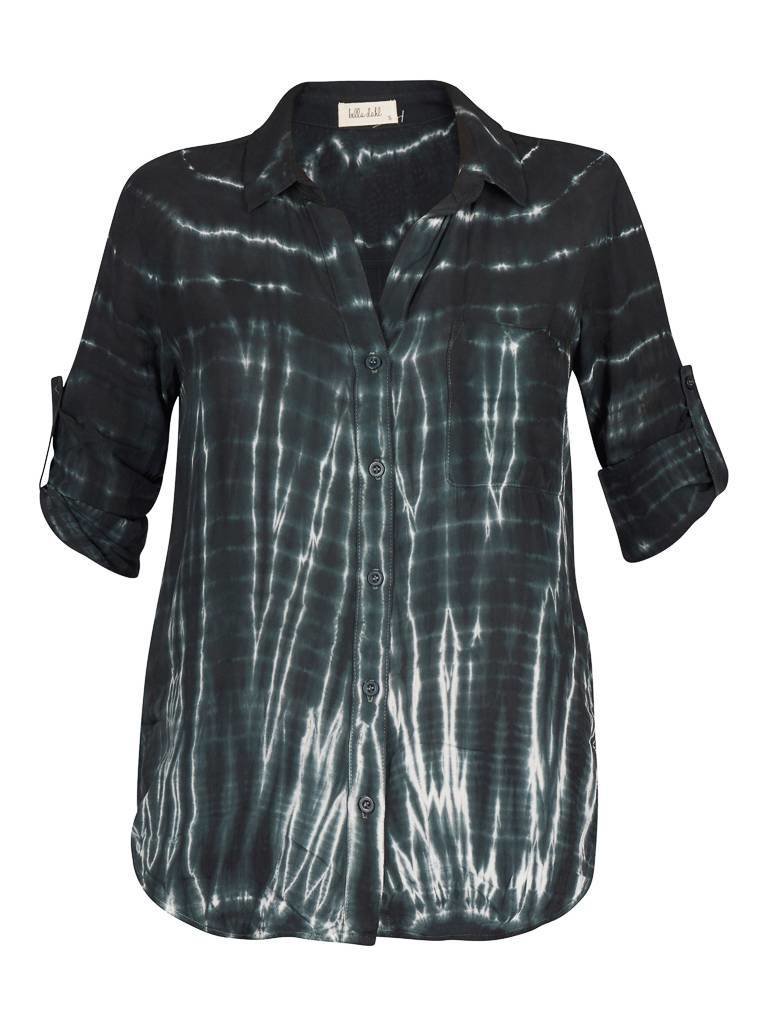 Bella Dahl Tie dye blouse dark green
