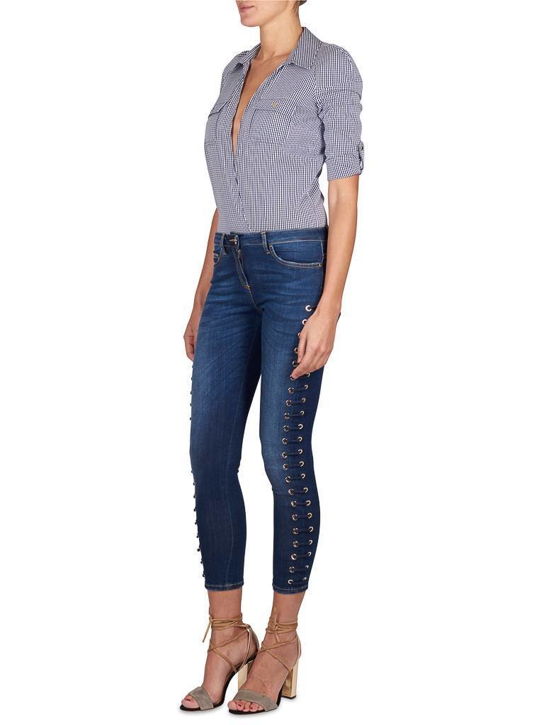 Elisabetta Franchi Lace-up jeans blauw