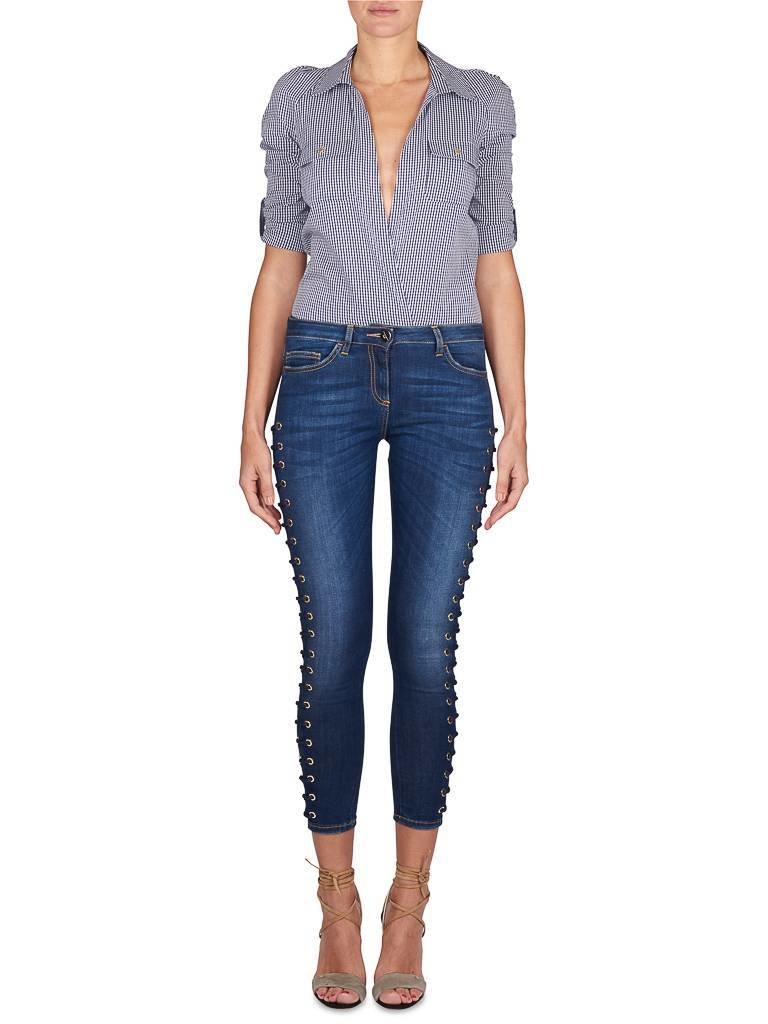 Elisabetta Franchi Lace-up jeans blue