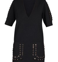 Elisabetta Franchi Jurk met veterdetails zwart