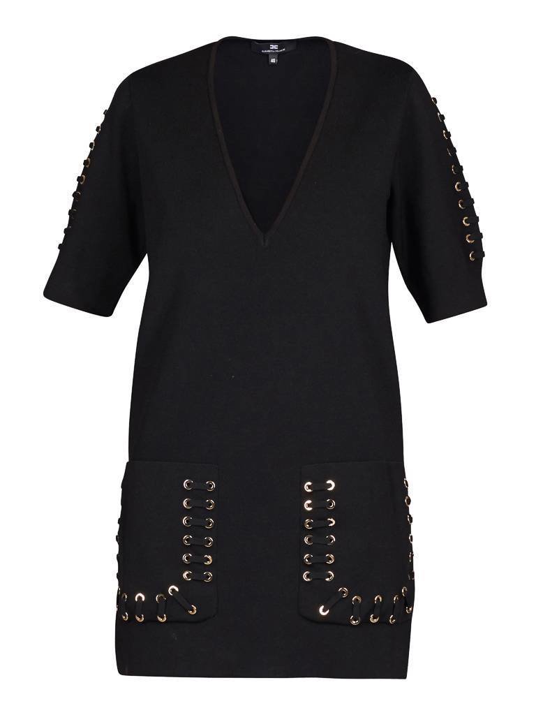 Elisabetta Franchi Kleid mit Spitzedetails schwarz