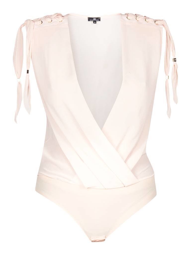 Elisabetta Franchi Umschlag Body mit Spitze hellrosa