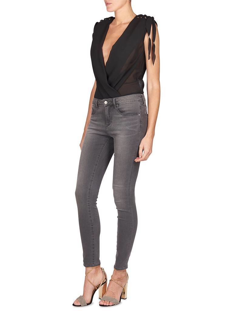 Elisabetta Franchi Umschlag Body mit Spitze schwarz