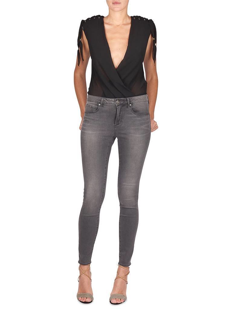 Elisabetta Franchi Umschlag Body mit Spitze schwarz