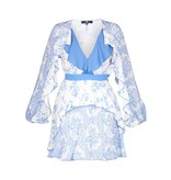 Elisabetta Franchi Patterned dress with ruffles light blue