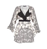 Elisabetta Franchi Jurk met print en ruches zwart