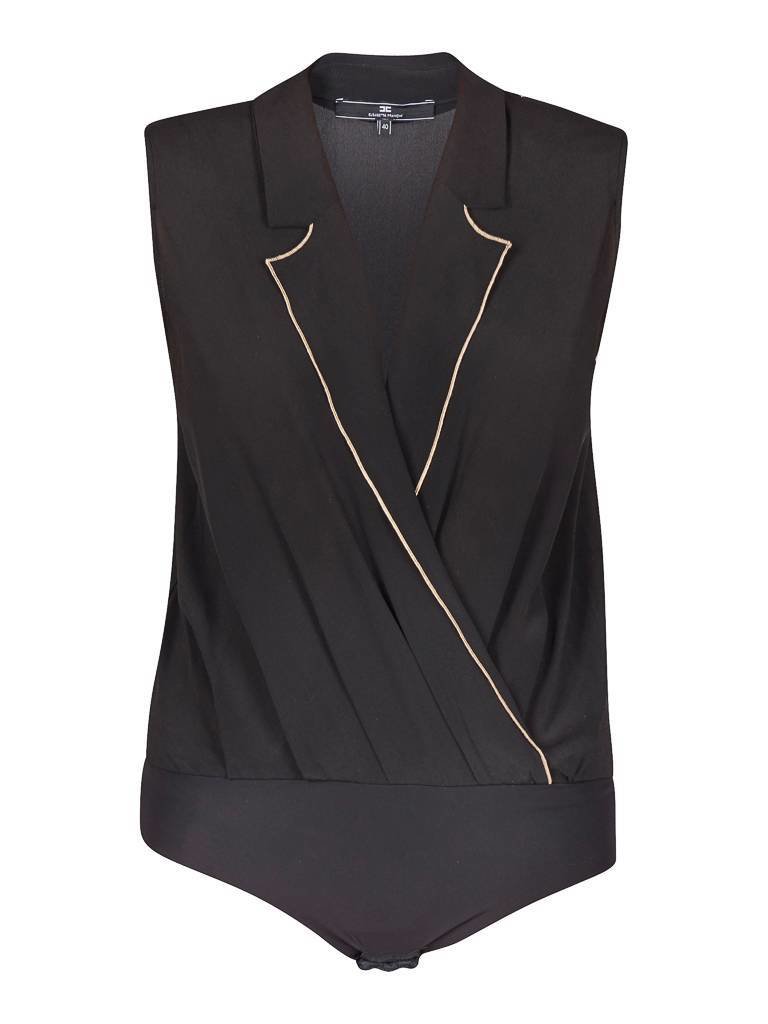 Elisabetta Franchi Ärmellos Umschlag Body schwarz