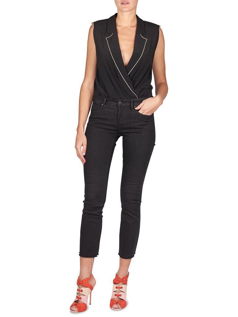 Elisabetta Franchi Mouwloze overslag body zwart