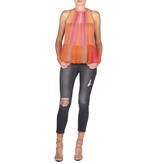 M Missoni Mouwloze gestreepte glitter top roze