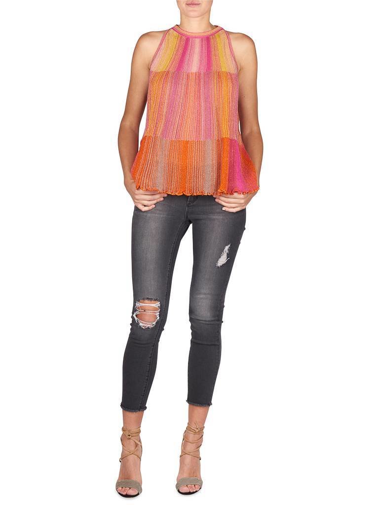 M Missoni Ärmellose gestreiftes glitzerndes Top rosa