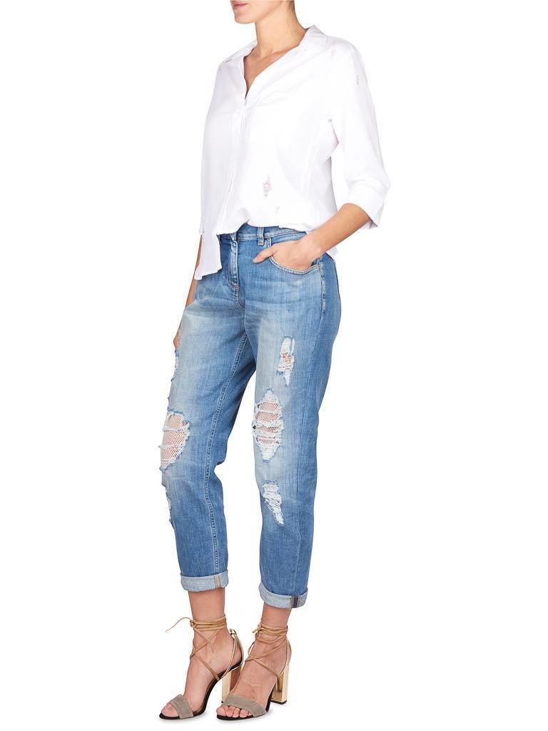 Elisabetta Franchi Destroyed boyfriend jeans blauw