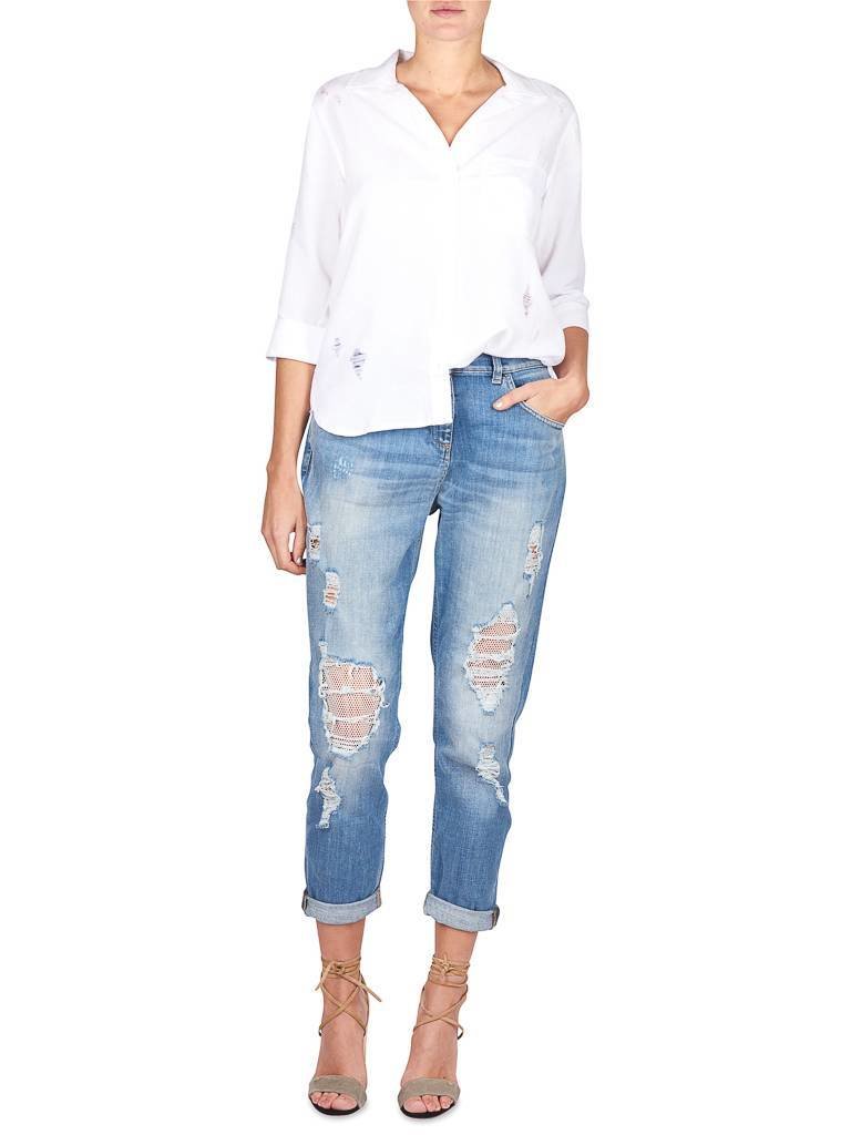 Elisabetta Franchi Destroyed boyfriend jeans blauw