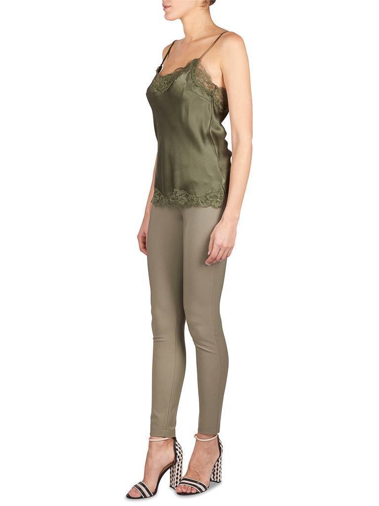 Gold Hawk Floral Top mit Spitze Armee grün