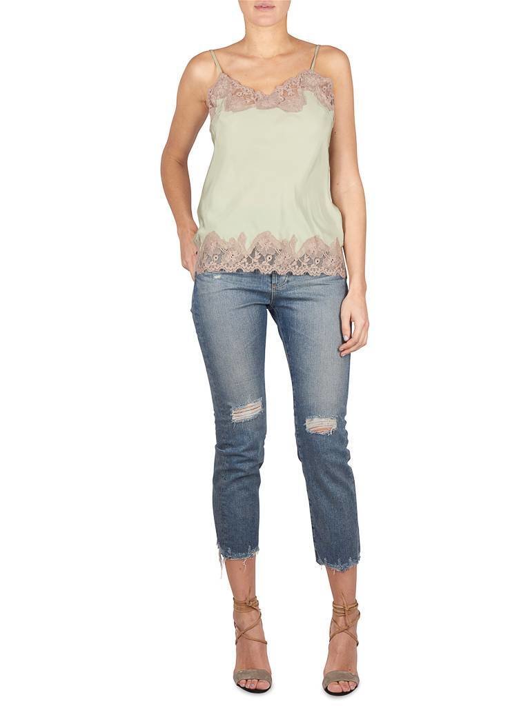 Gold Hawk Marilyn singlet mintgroen met grijs-bruine kant