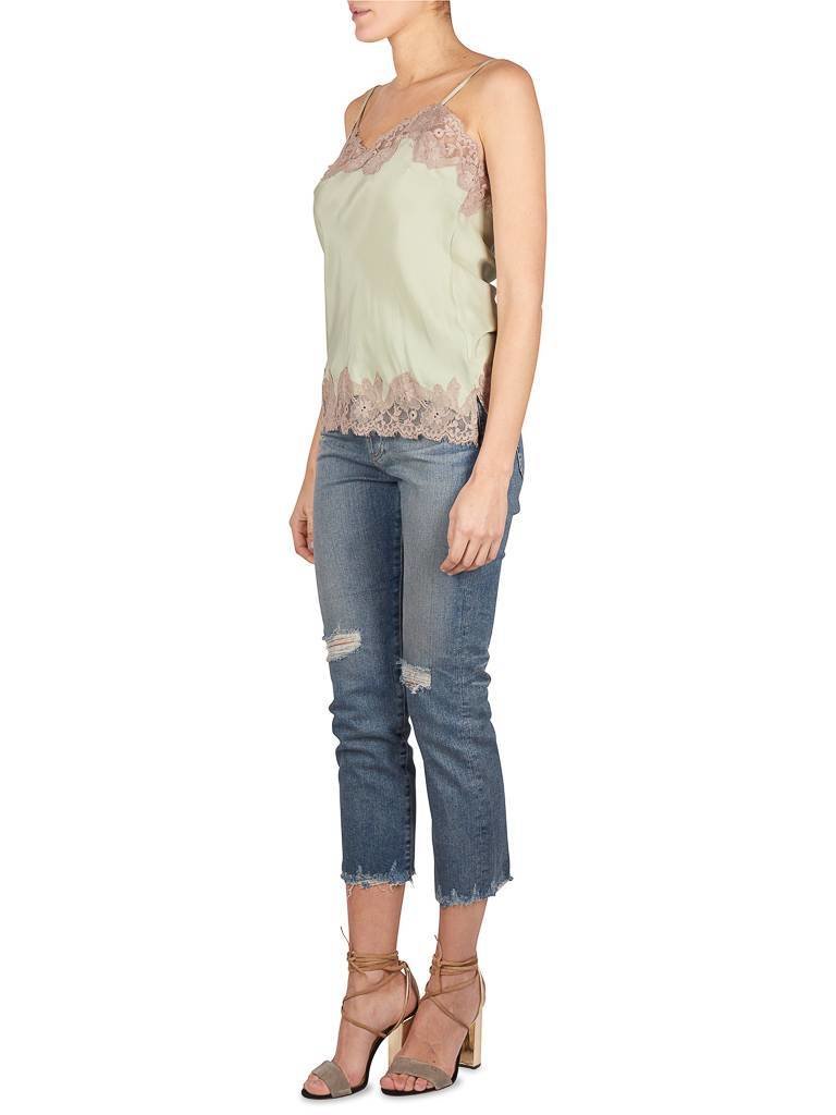 Gold Hawk Marilyn singlet mintgroen met grijs-bruine kant