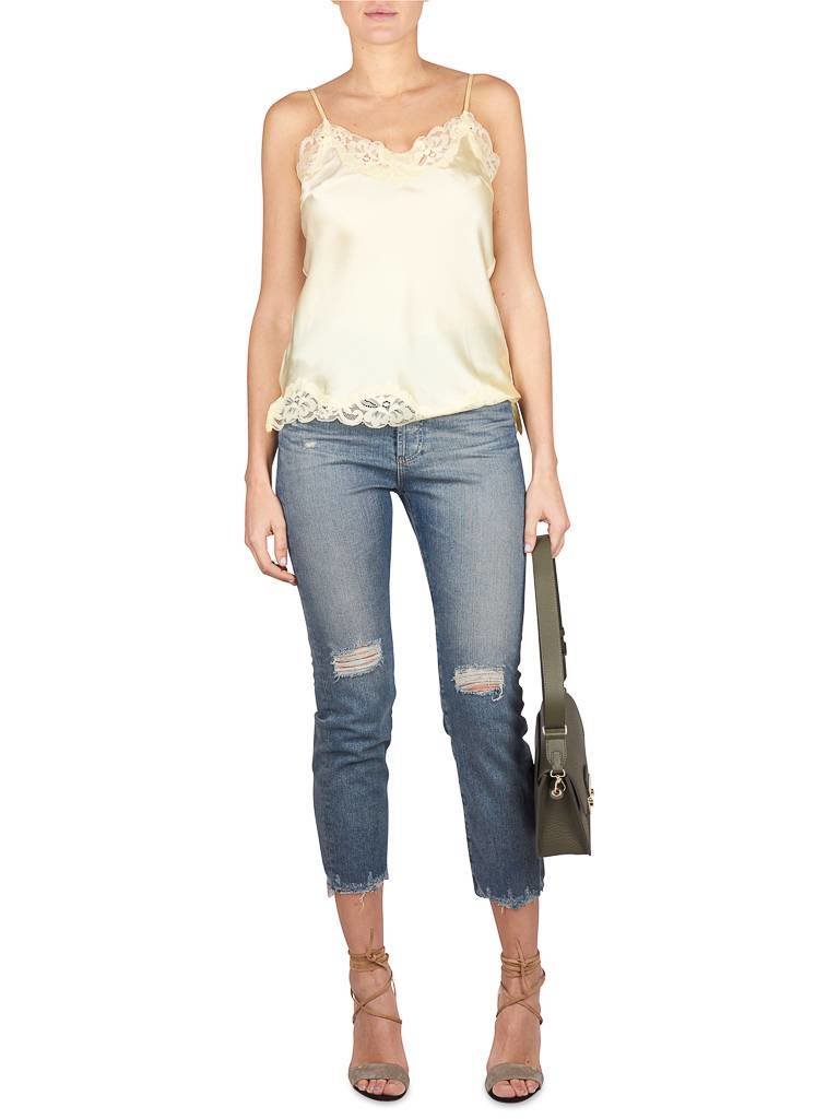 Gold Hawk Floral singlet met kant geel