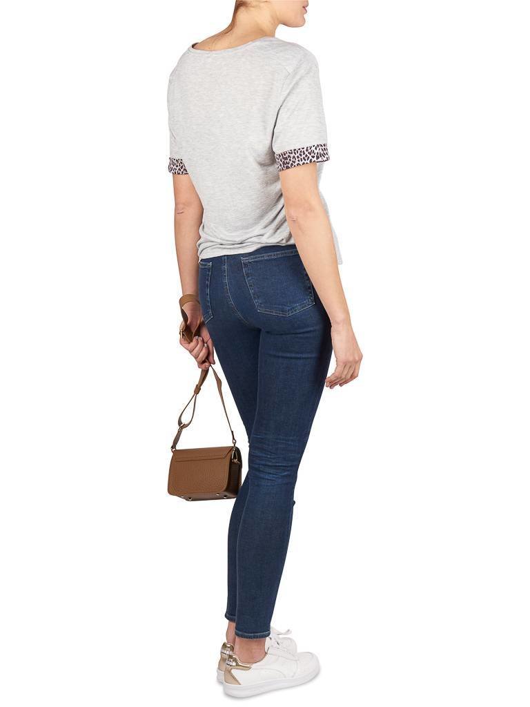 Notes Du Nord T-shirt met panterprint detail lichtgrijs