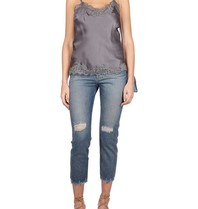 Gold Hawk Floral Top mit Spitze dunkelgrau
