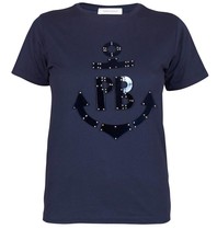 Pierre Balmain T-shirt met metallic applicatie donkerblauw