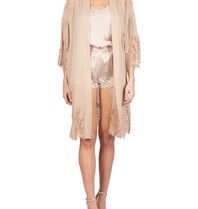 Gold Hawk Kimono with lace beige