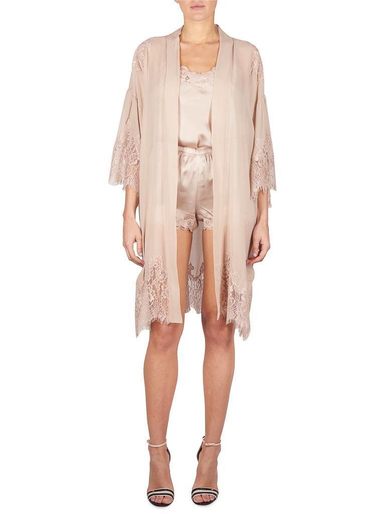 Gold Hawk Kimono met kant nude