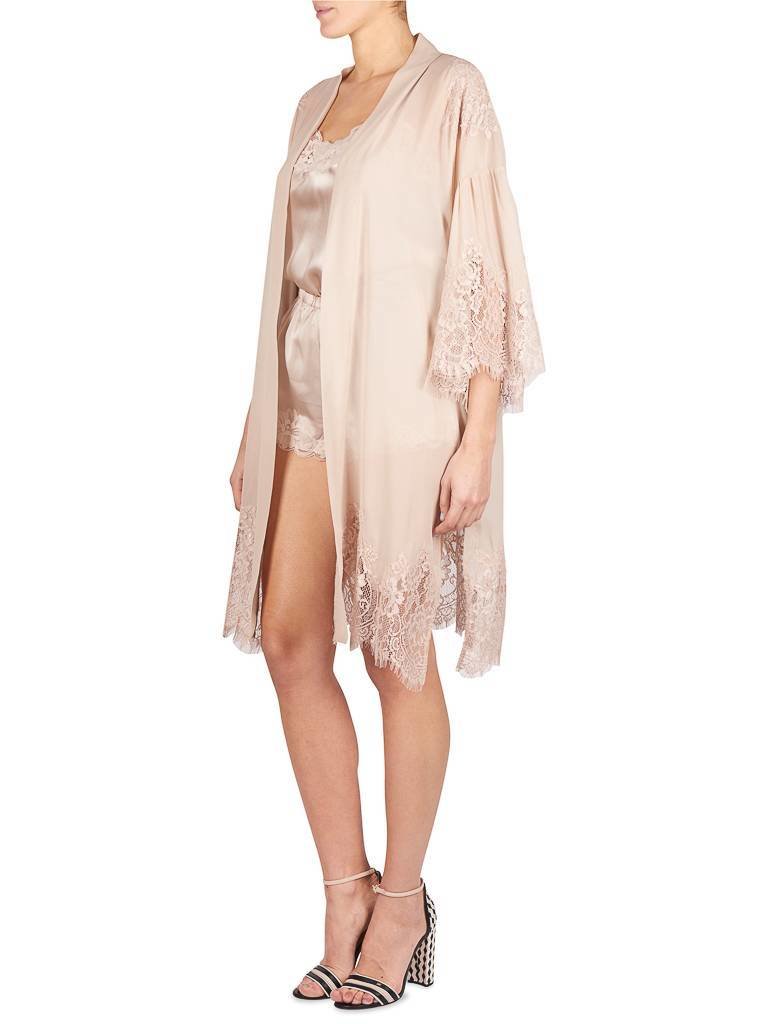 Gold Hawk Kimono with lace nude