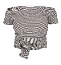 Áeron Off-shoulder top striped black-cream